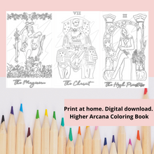Load image into Gallery viewer, Tarot Coloring Book | PDF Printable | Higher Arcana | Downloadable