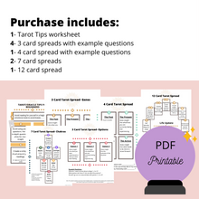 Load image into Gallery viewer, Tarot Spread Worksheets for Beginners | PDF Printable | Downloadable