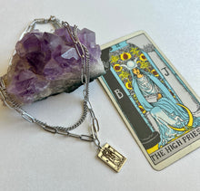 Load image into Gallery viewer, Tarot Necklace- The High Priestess with a Digital Tarot Reading