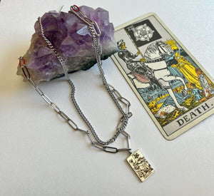 Silver Death Card Tarot necklace