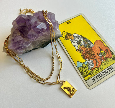 Tarot Card necklace gold
