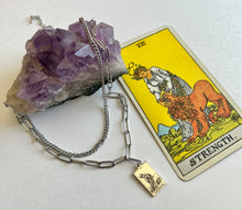 Load image into Gallery viewer, Silver Strength Tarot Necklace with Tarot reading
