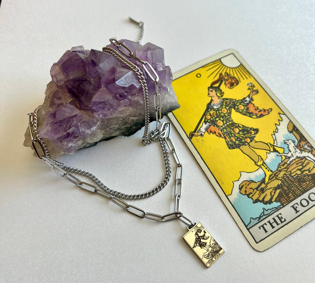 Tarot Necklace- The Fool  with a Digital Tarot Reading