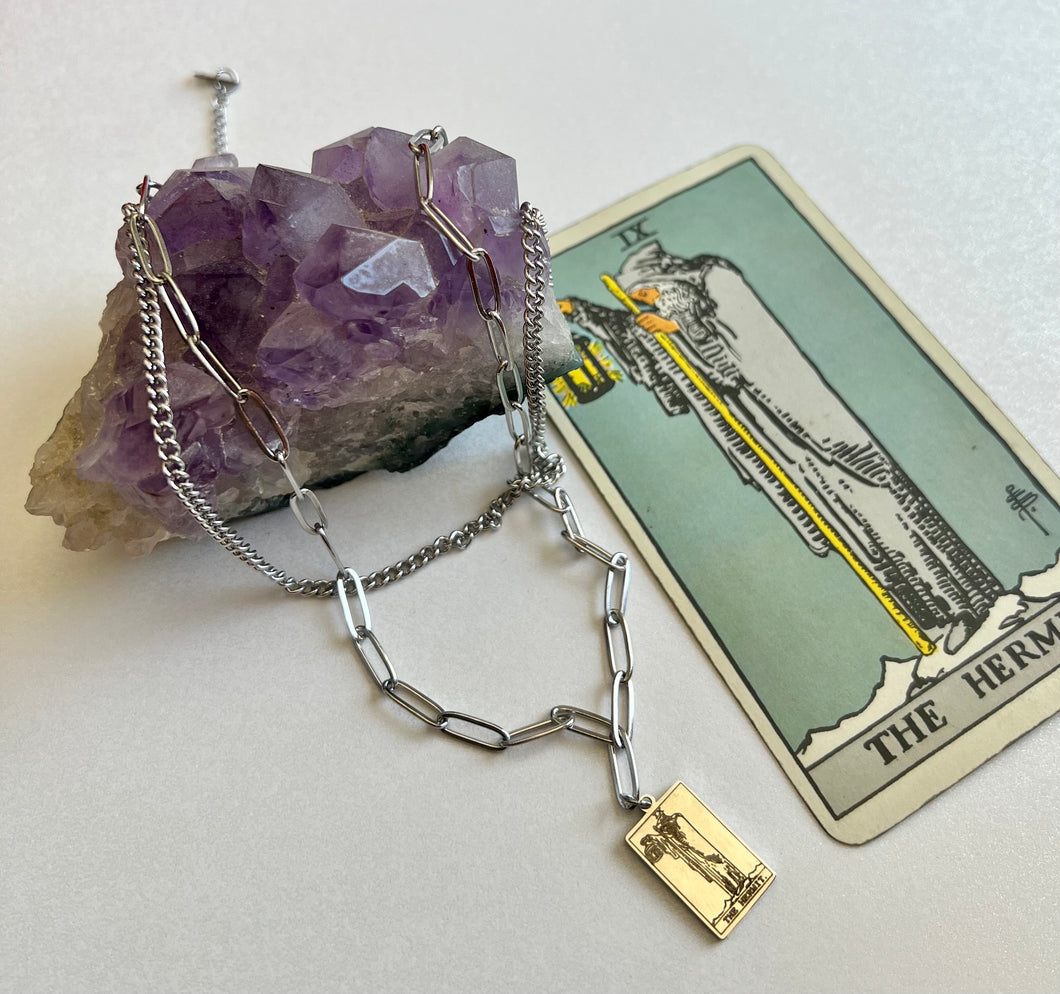 Tarot Necklace- The Hermit  with a Digital Tarot Reading