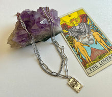 Load image into Gallery viewer, Tarot Necklace- The Lovers with a Digital Tarot Reading
