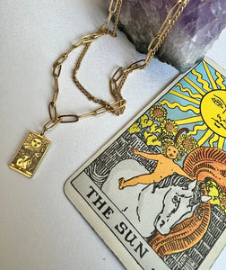 Tarot Necklace- The Sun  with a Digital Tarot Reading