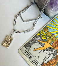 Load image into Gallery viewer, Silver sun Tarot necklace
